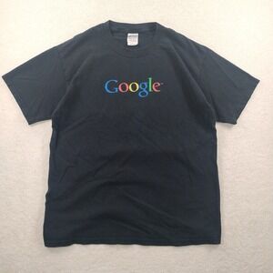 Vtg y2k Google Logo Promo Tshirt Men's Large Faded Black Tech Geek Gildan